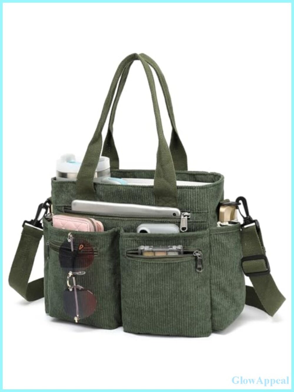 Corduroy Tote Bag Large Crossbody Messenger Laptop Work Shoulder Bag